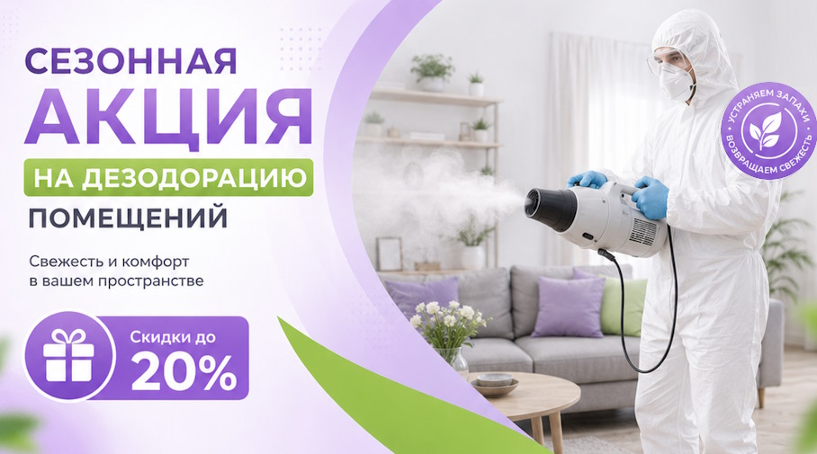 Акция! Сезонная акция на дезодорацию помещений